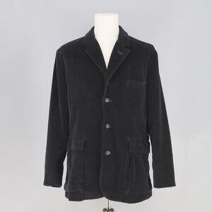 EDDIE BAUER Men's Corduroy Sport Coat in Black Leather Elbow Patch Size 42
